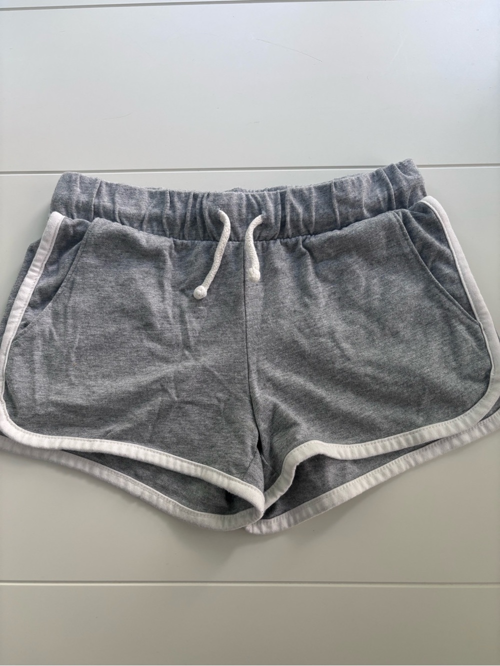Old Navy Gray Athletic Drawstring Shorts with White Trim